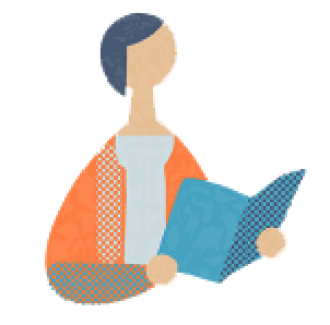 健診の案内冊子を読む受診者のイラスト