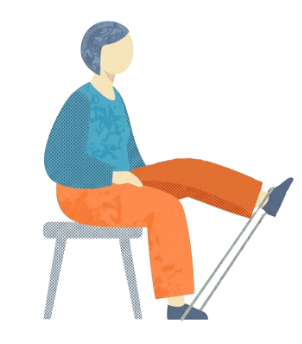 椅子に座って足のリハビリテーションに取り組む方のイラスト